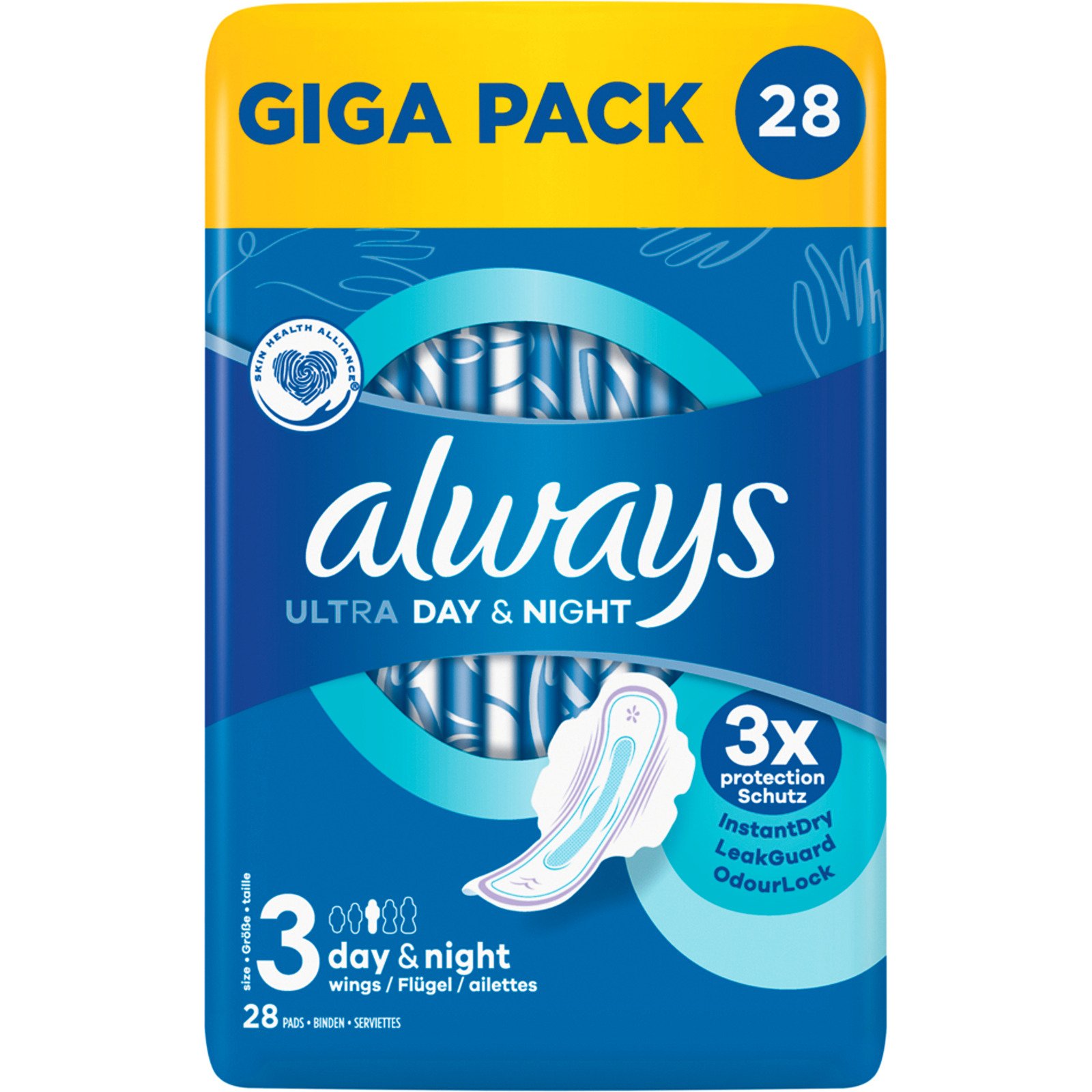 Always Ultra Day & Night Damenbinden mit Flügeln Grösse 3 GIGA PACK 28 Stück