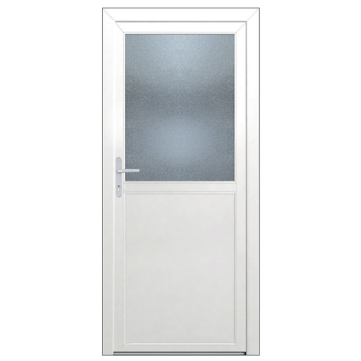 Porte de service 1/2 vitrée pvc 80 x h.205 cm poussont droit