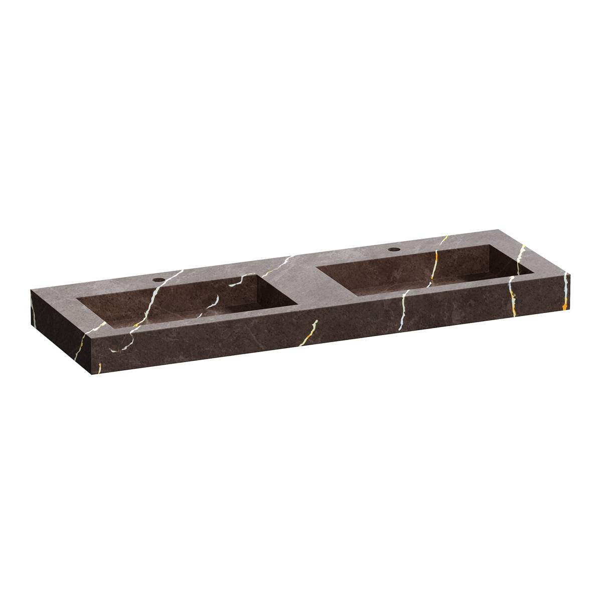Brauer Coral dubbele wastafel marmerlook 140cm met 2 kraangaten copper brown