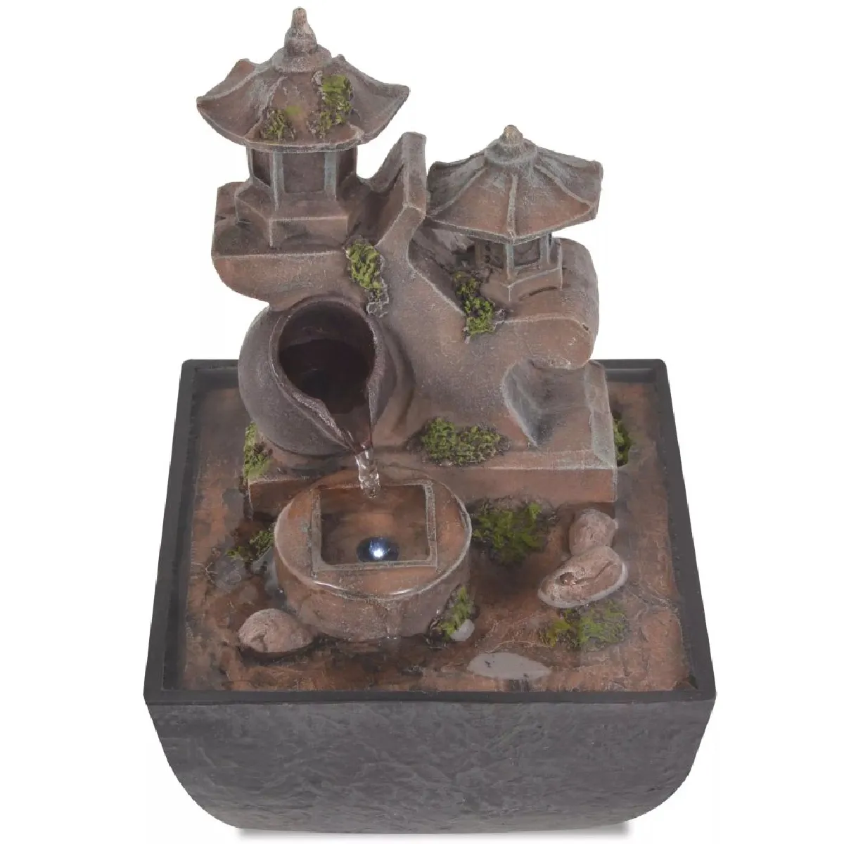Decoshop26 Fontaine LED Polyrésine 13,5x13,5x18,5 cm