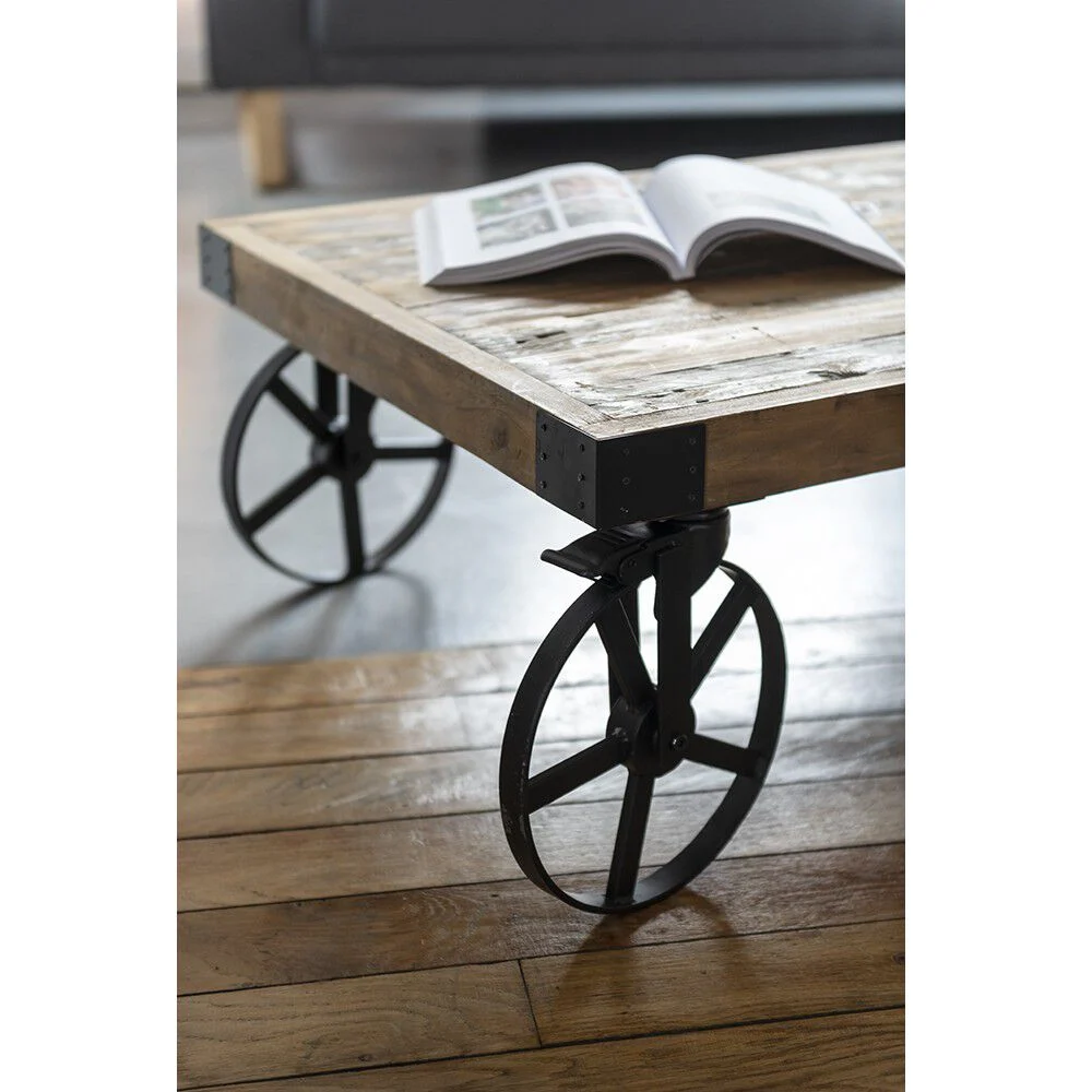 Table basse Saloon noire et bois vieilli