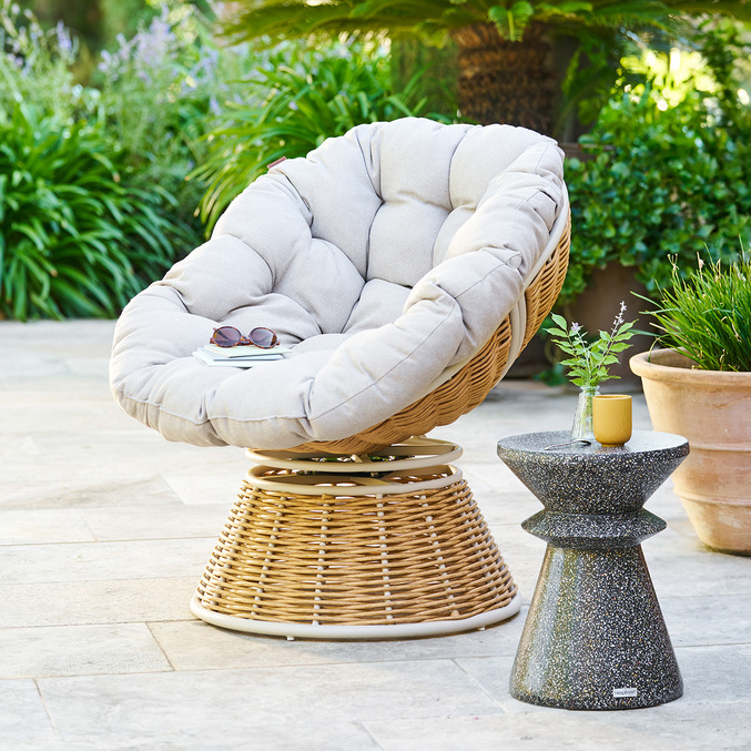 Ensemble fauteuil rotatif NYMELY + table d’appoint ALTURIO