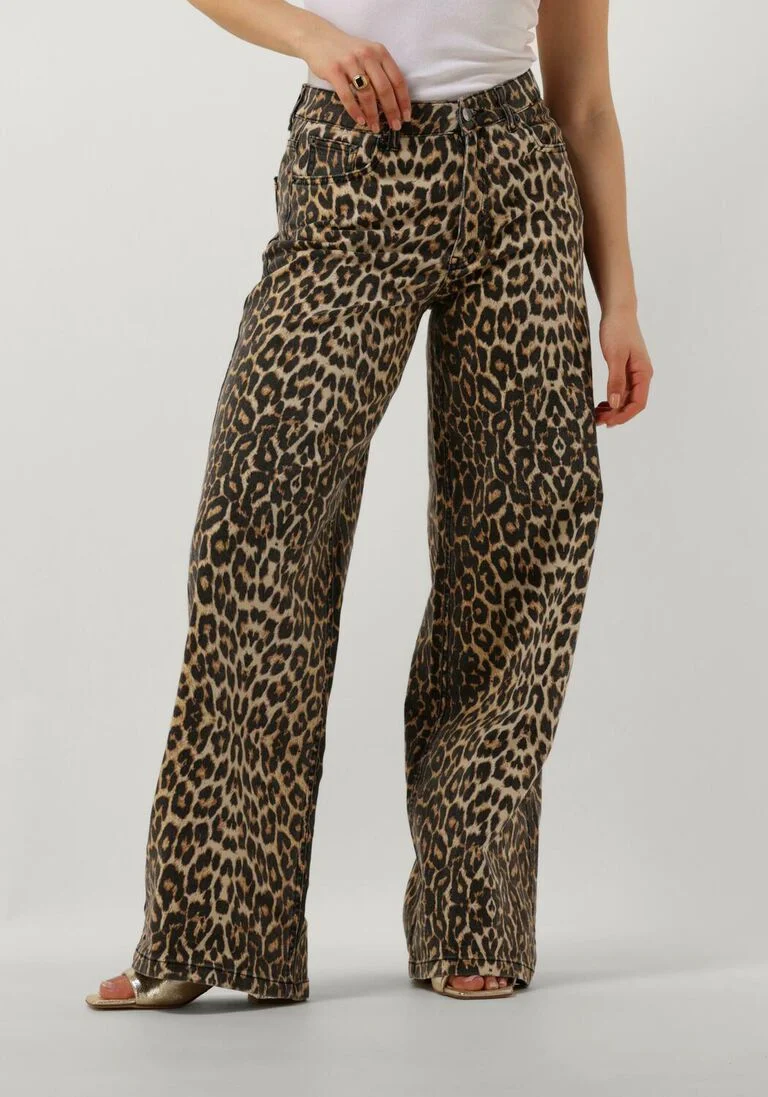 CO\\'COUTURE leopard co'couture straight leg jeans leo denim panel pant