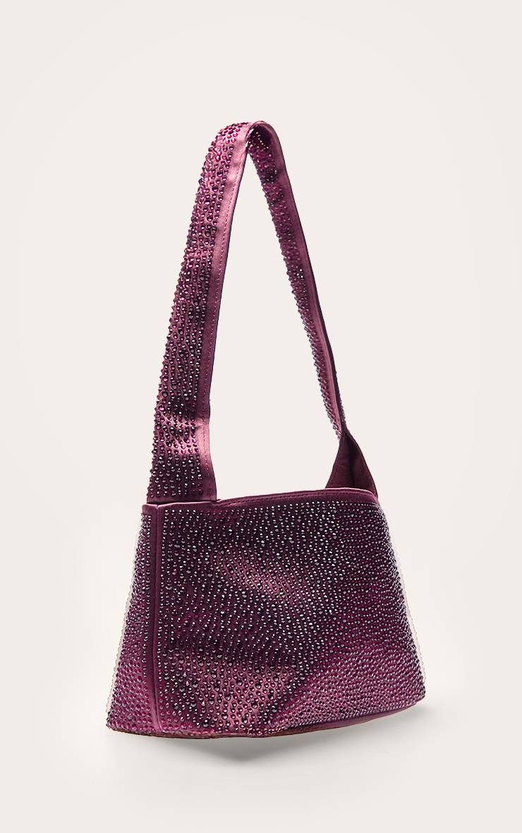 Prune Sac À Bandoulière En Satin Orné De Strass Thermocollants