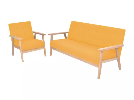 NETTLIFE Ensemble de canapé 2 pcs Tissu jaune