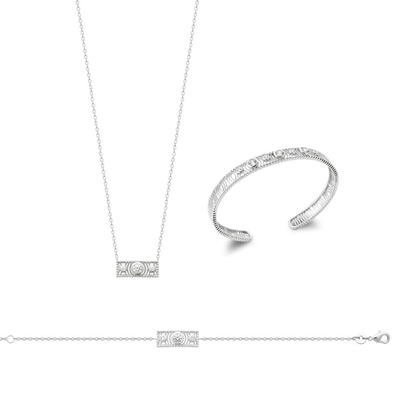 Bracelet Femme - Argent 925 - Oxyde de zirconium - Longueur : 18 cm