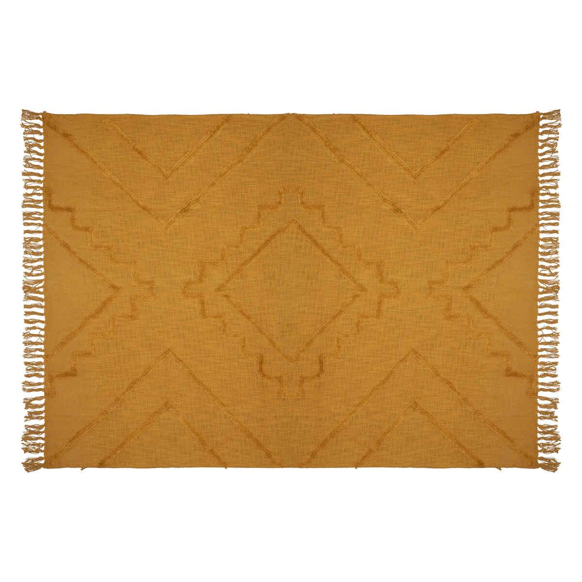 JETE DE LIT TUFTE INCA OCRE 130X180CM