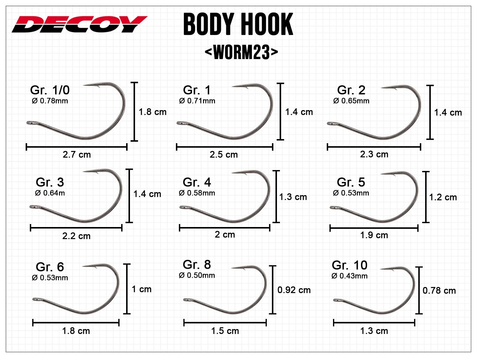 Worm23 Body Hook - Gr. 1(DECOY)
