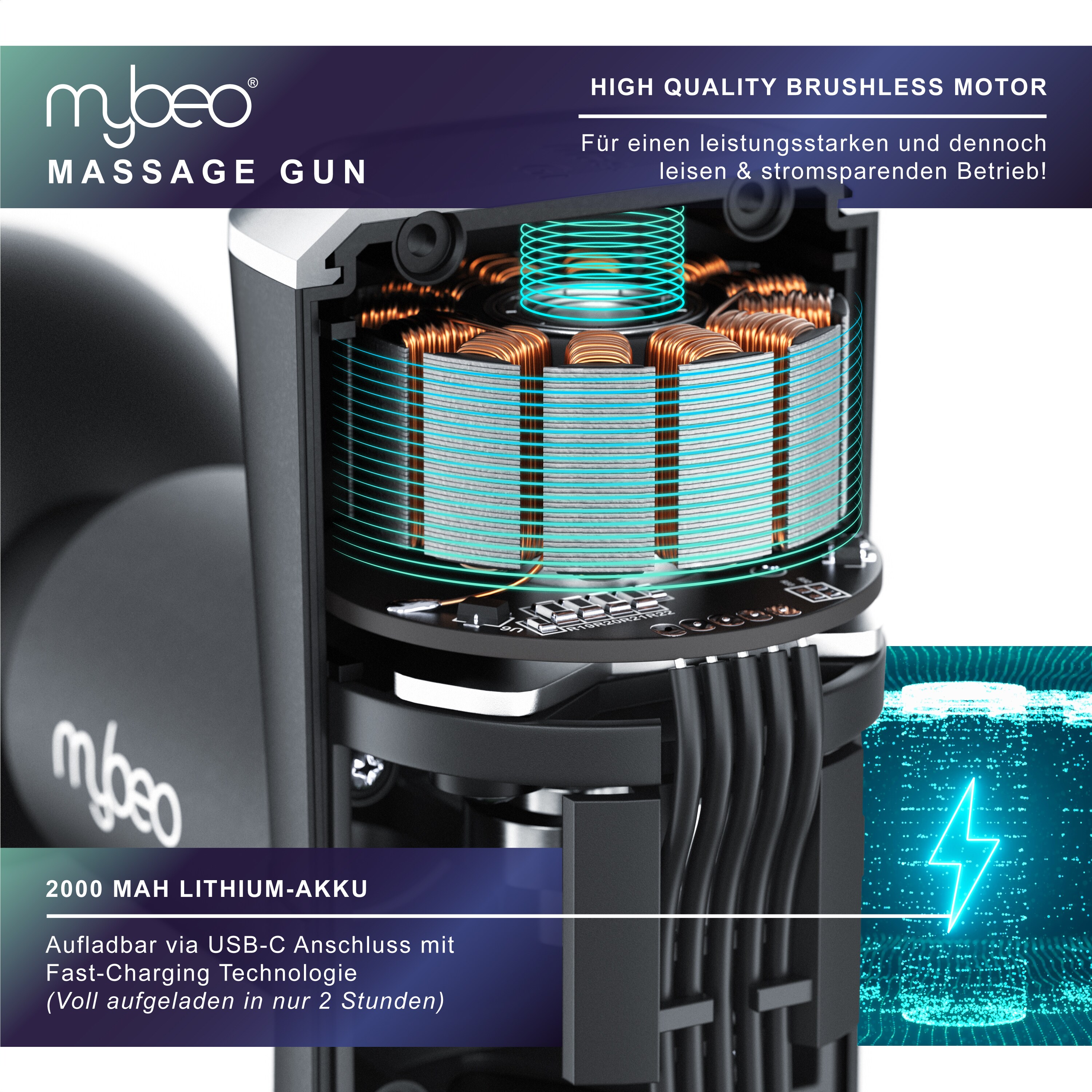 MyBeo für Nacken Schulter Rücken, Handmassagegerät, mini Gun Massagegerät