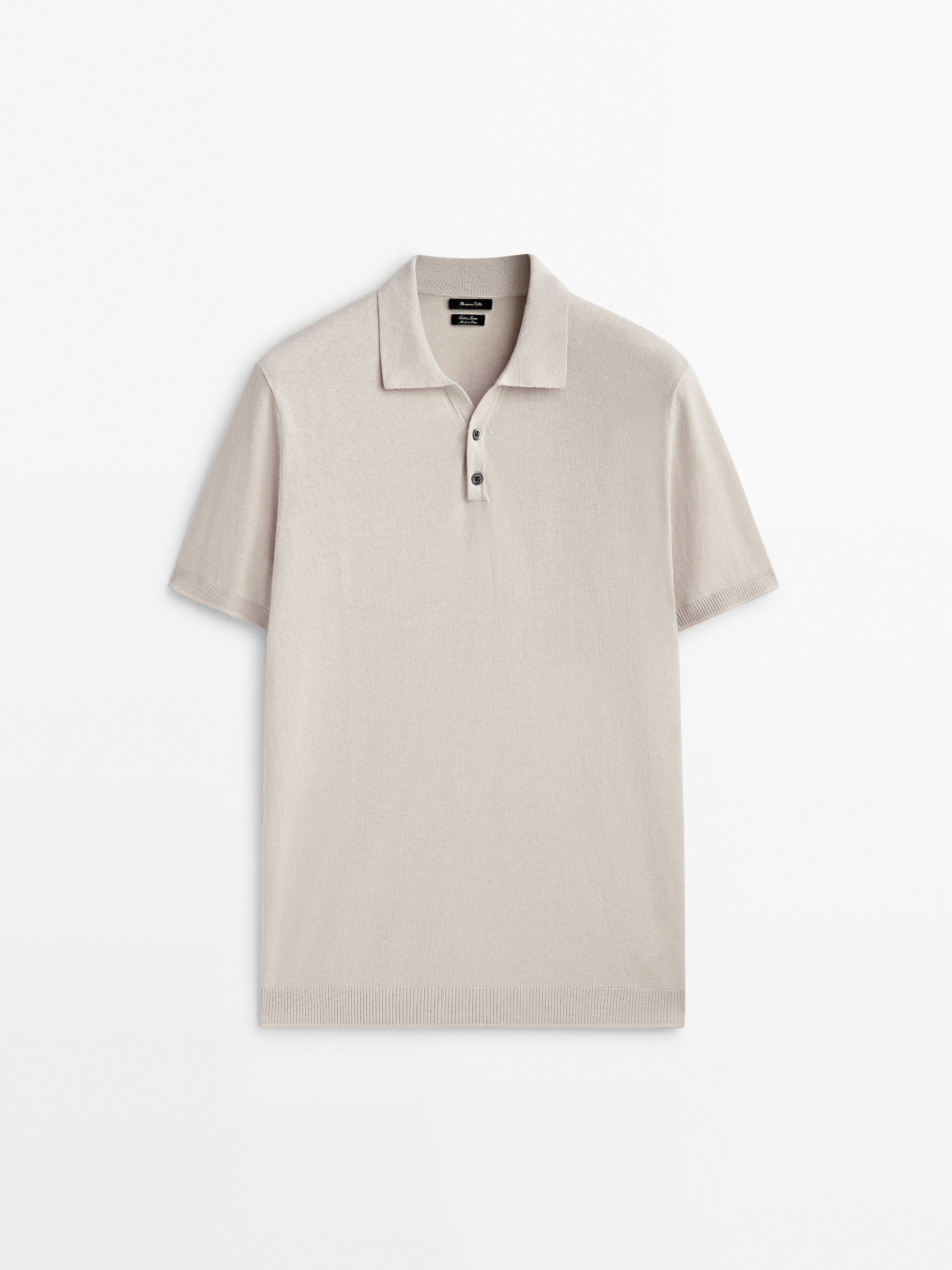 Camisa polo com decote em V e botões - Bege
