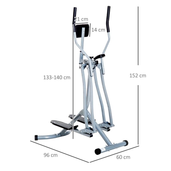 Cross Trainer Elliptical Trainer Ergometer Treningssykkel Med Lcd-Skjerm, Stål, Sølv, 96X60X152Cm