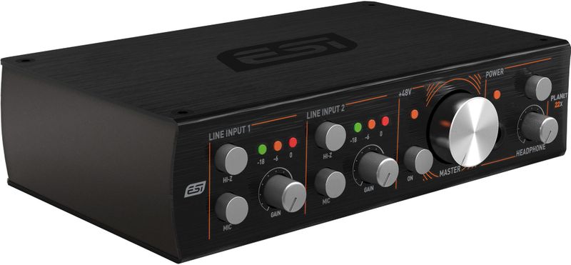 ESI - Planet 22x - Audio-interface - Zwart - 2 Microfoon-/Lijn-/Instrumentingangen