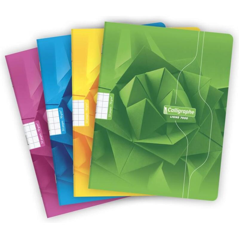 Cahier piqué 7000 17x22 cm 32 pages grands carreaux 70 g - Assortis