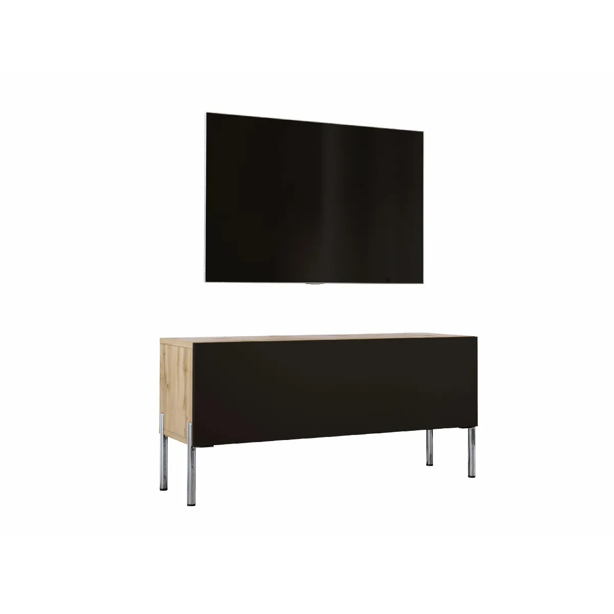 3xeliving Meuble TV Chêne Wotan Noir Mat 100 cm