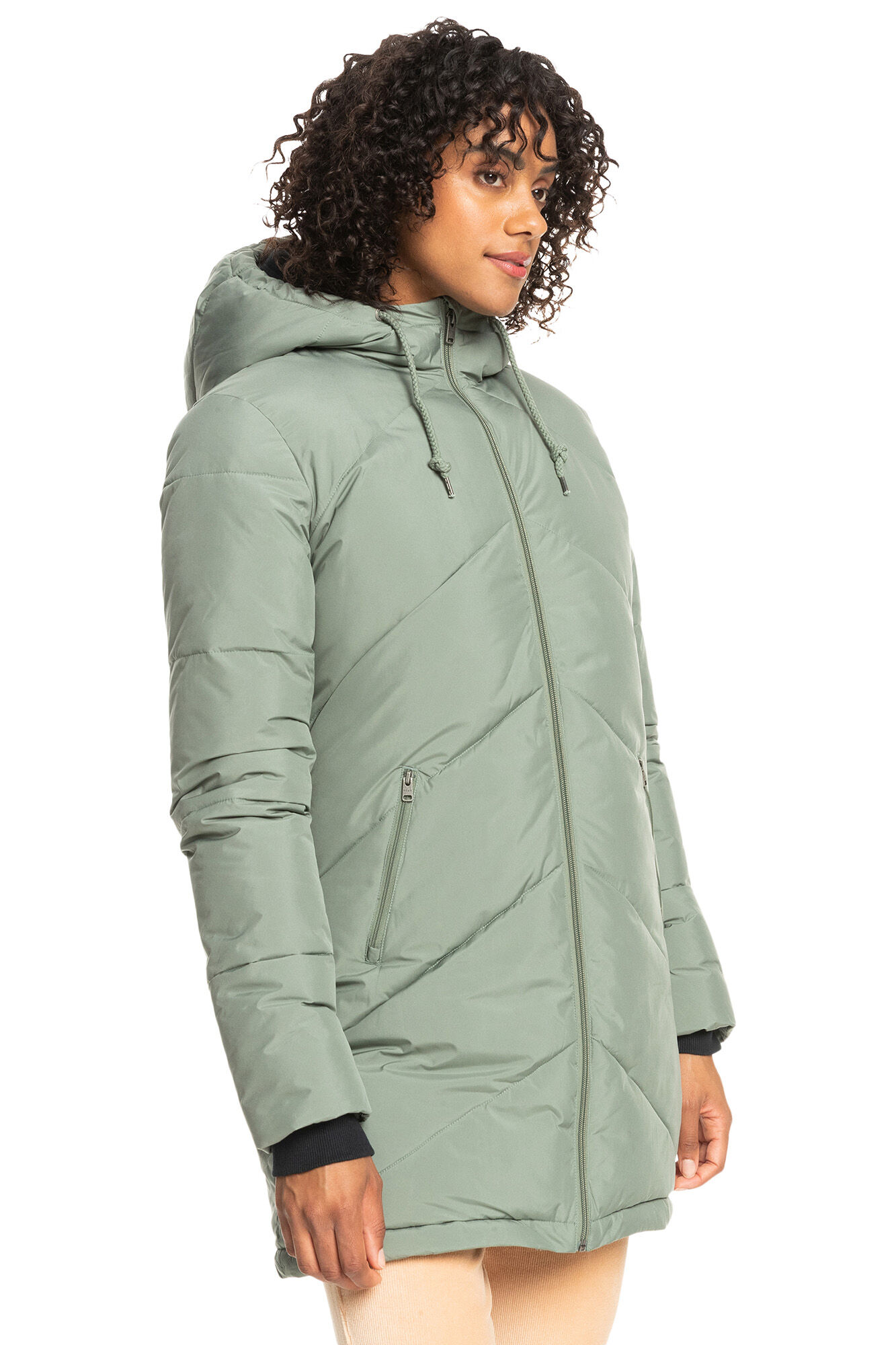Better Weather™ - Jaqueta feminina longa acolchoada com capuz