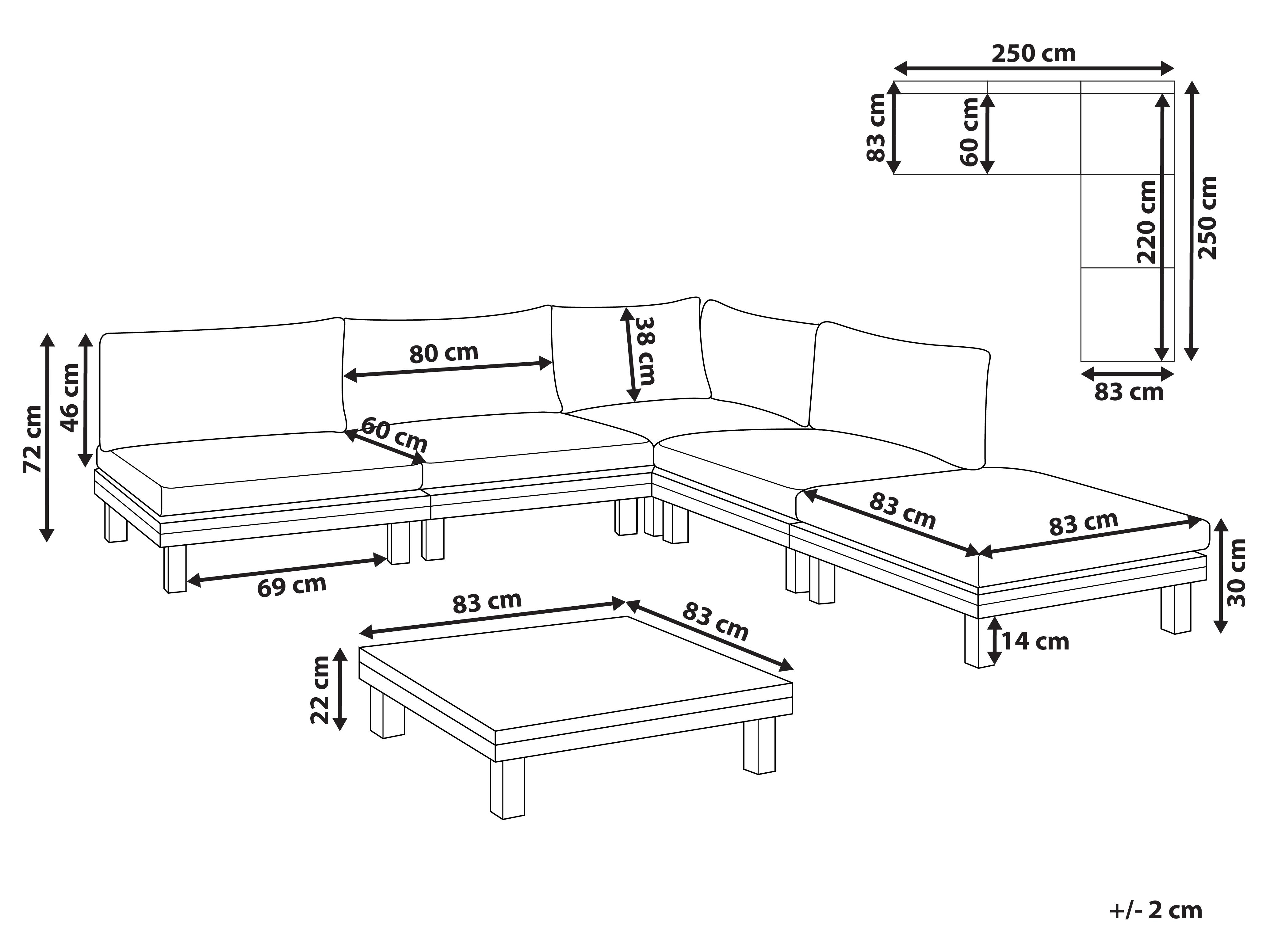 Tuin hoekloungeset met tafel 5-zits FRAZZANO Gecertificeerd acaciahout Gebroken wit