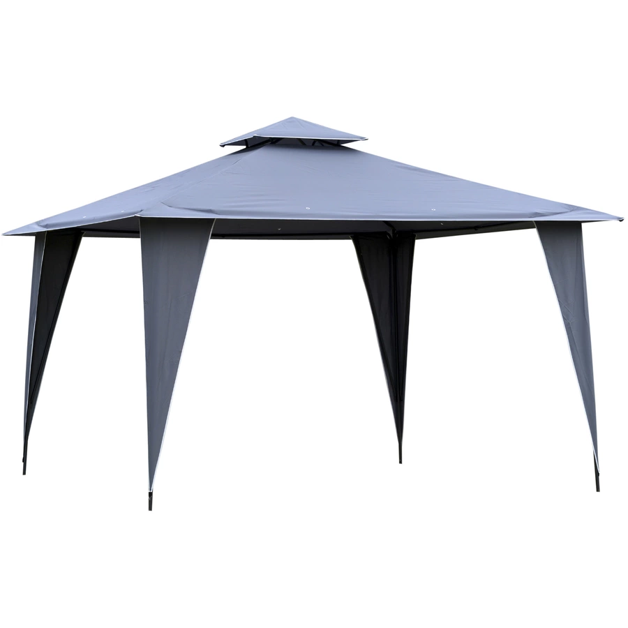Outsunny Pavillon mit Doppeldach grau