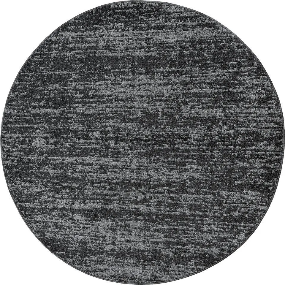 Relax Oslo - Laagpolig Effen Vloerkleed - Zwart Grijs - 150 CM ROND