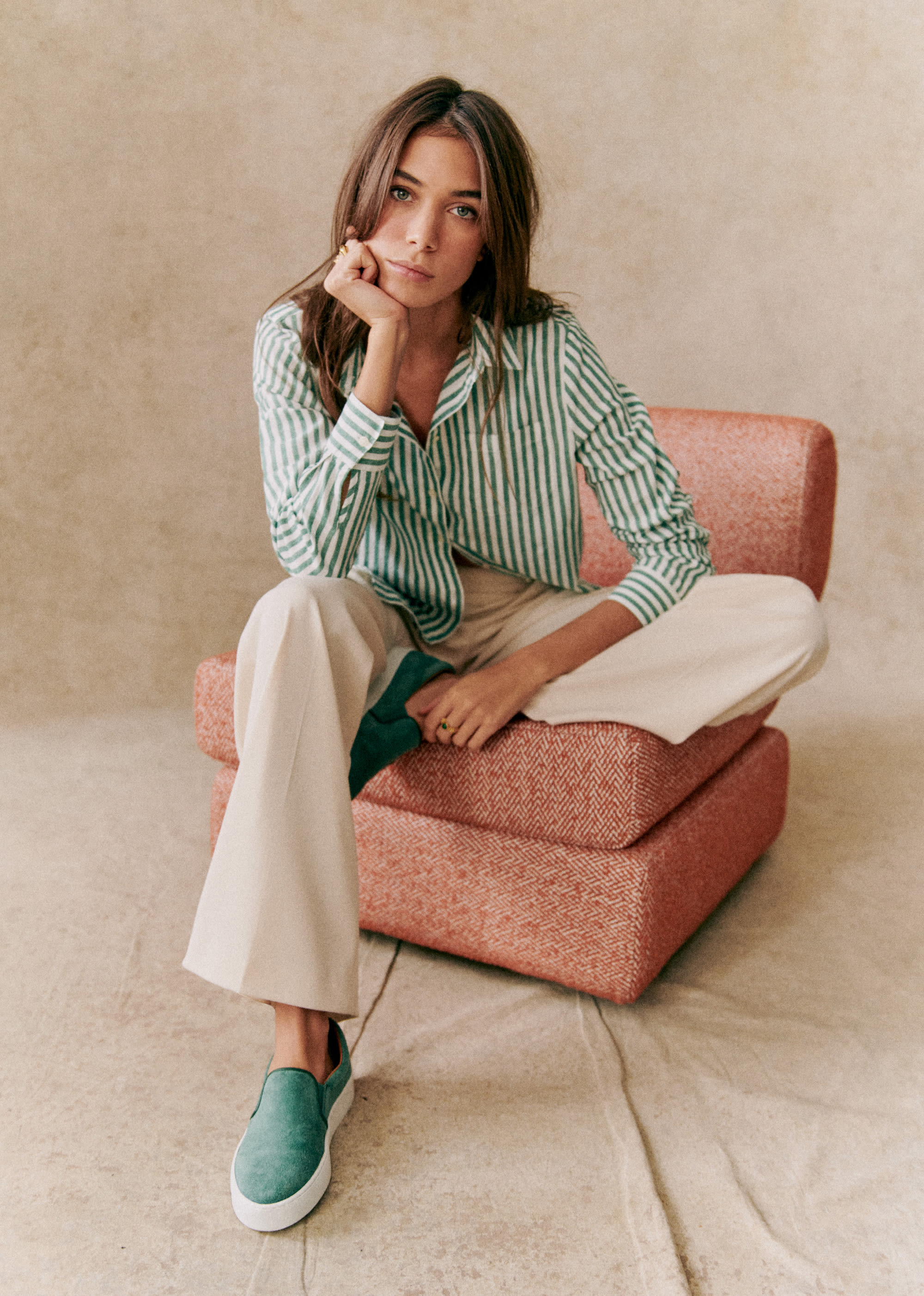 Chemise Tomboy - Rayure Écru Vert - E-SHOP/CHEMISES & BLOUSES 5905283