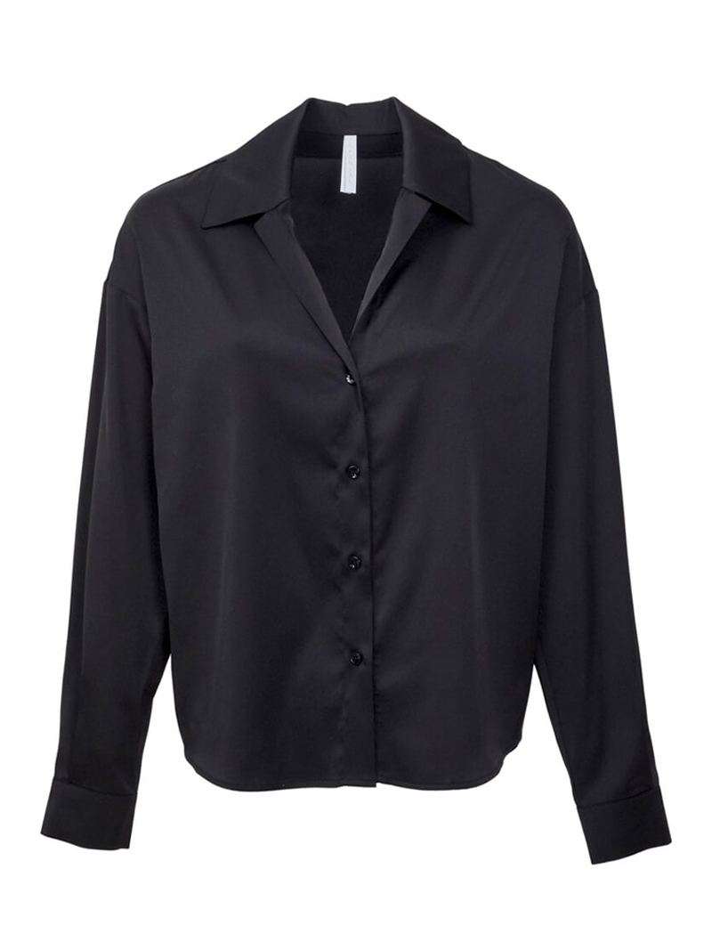 IMPERIAL CHEMISE FEMME OVERSIZE EFFET SATIN NOIR