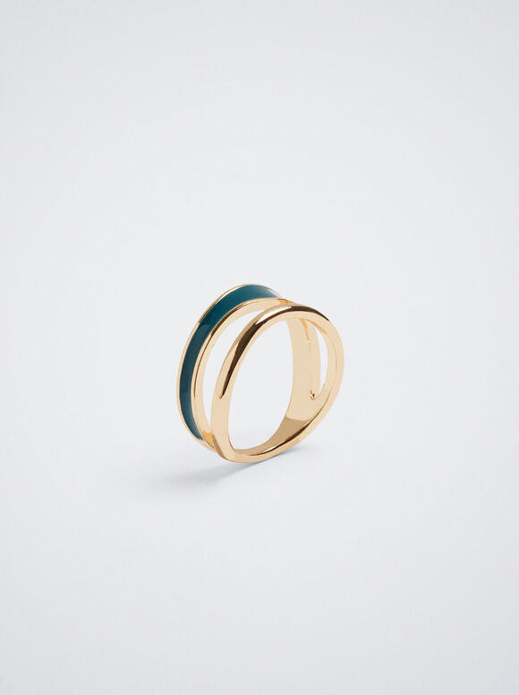 Anel largo esmaltado - Azul