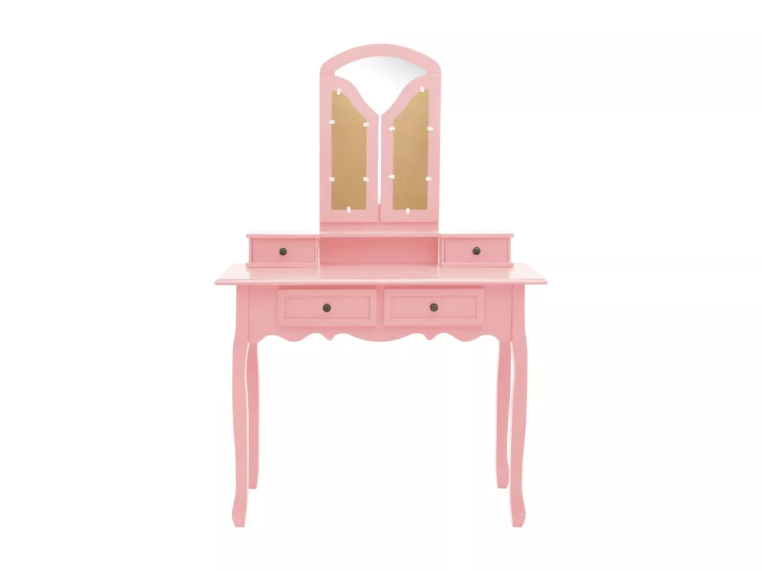 Ensemble de coiffeuse et tabouret Rose 100x40x146 cm Paulownia