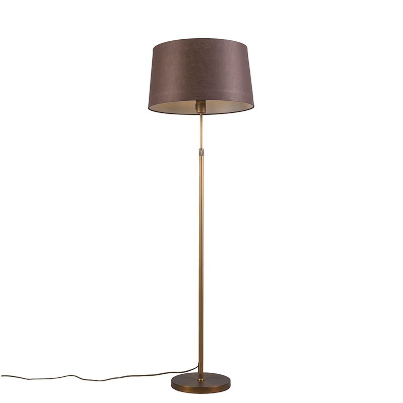 Smart vloerlamp brons met bruine kap 45 cm incl. Wifi A60 - Parte