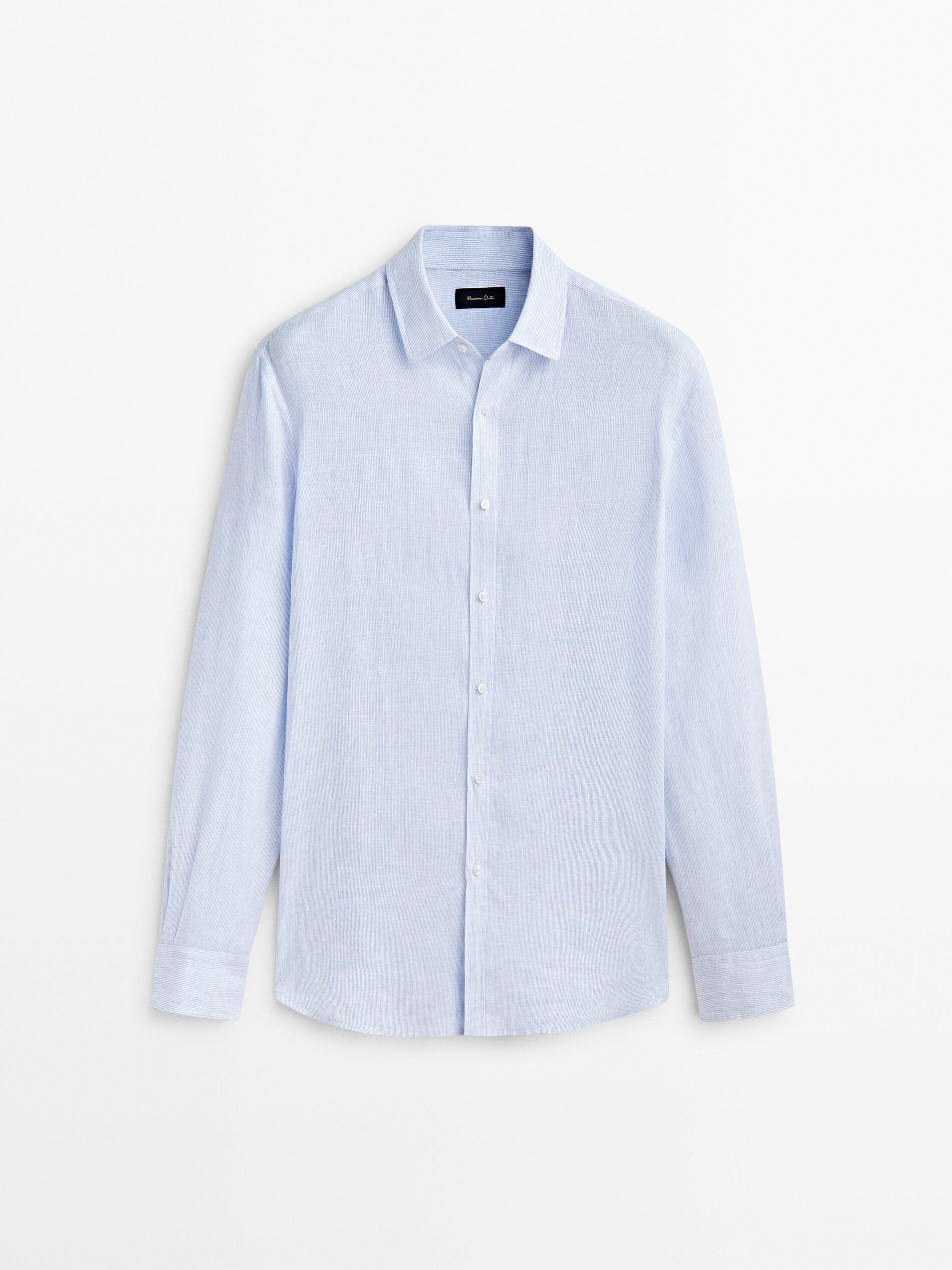 Camisa Mil Rayas Lino Slim Fit - CELESTE