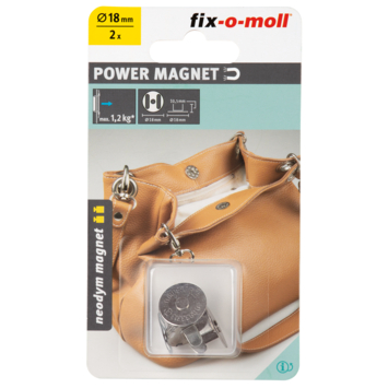 Magneet sluiting Neodymium zilver 18mm 2 stuks