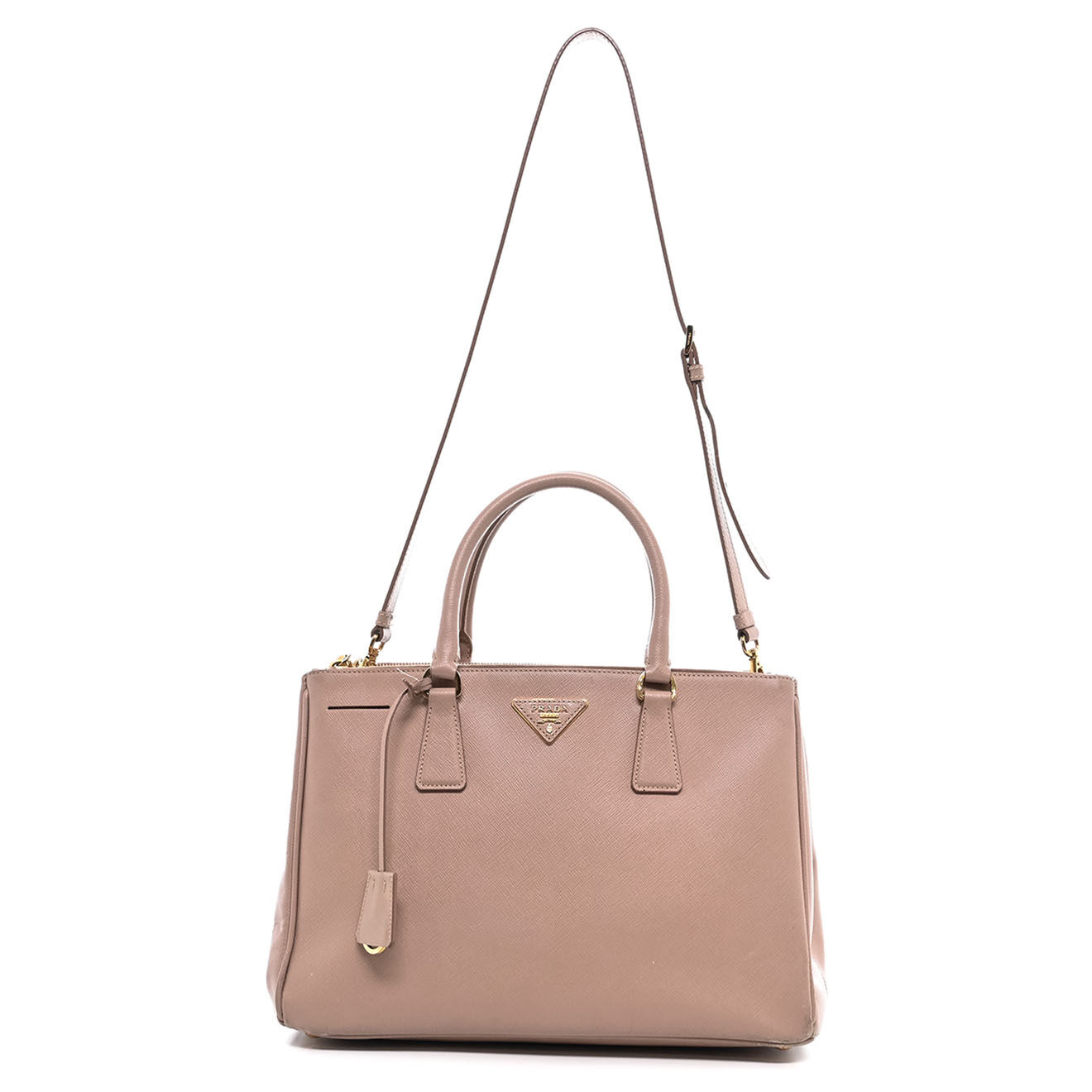 Prada Sac à main Galleria GM en Cuir Saffiano rose - Bon état - L.33 cm