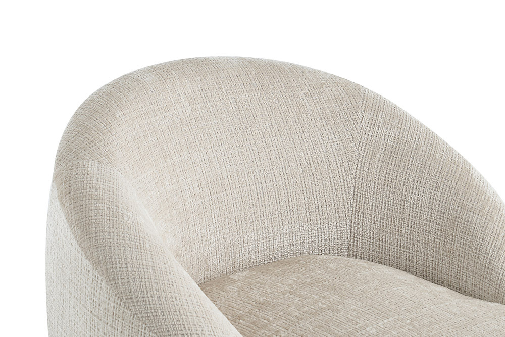 Drehbarer Design Sessel ALPINE beige Chenille Cremona 360° mit Armlehnen