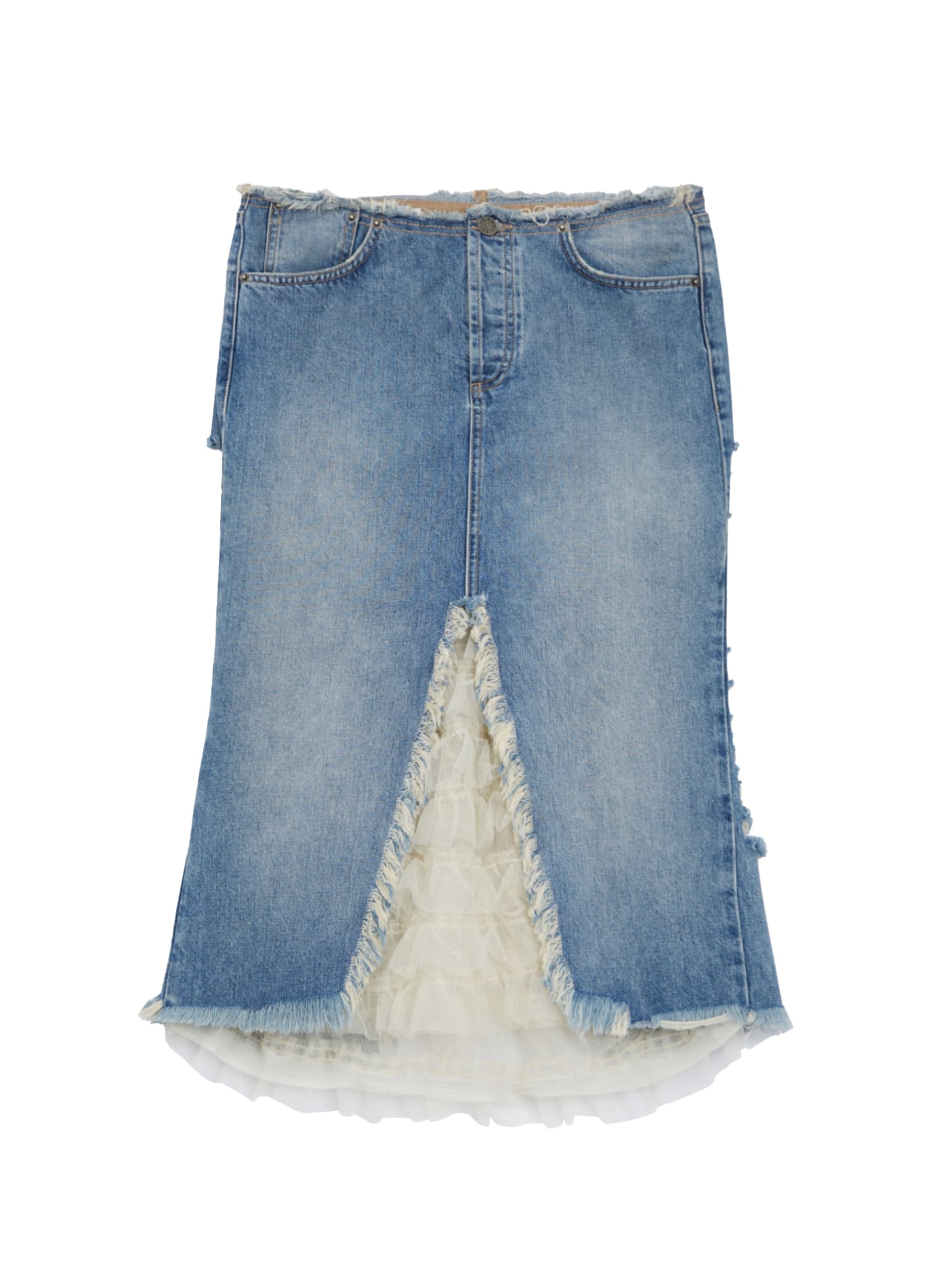 Saia jeans desgastada