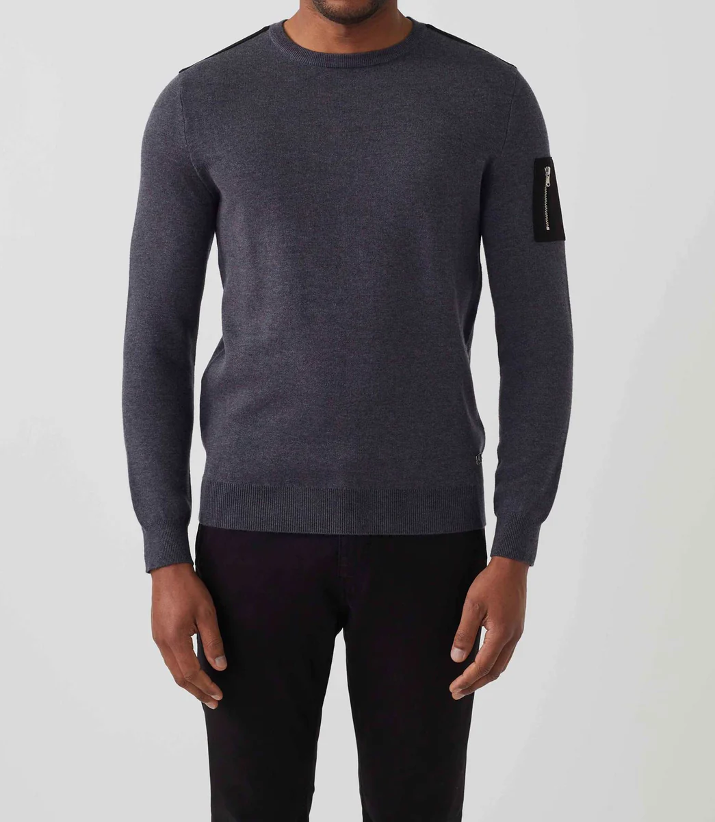 Pull col rond gris anthracite SENATEUROUT