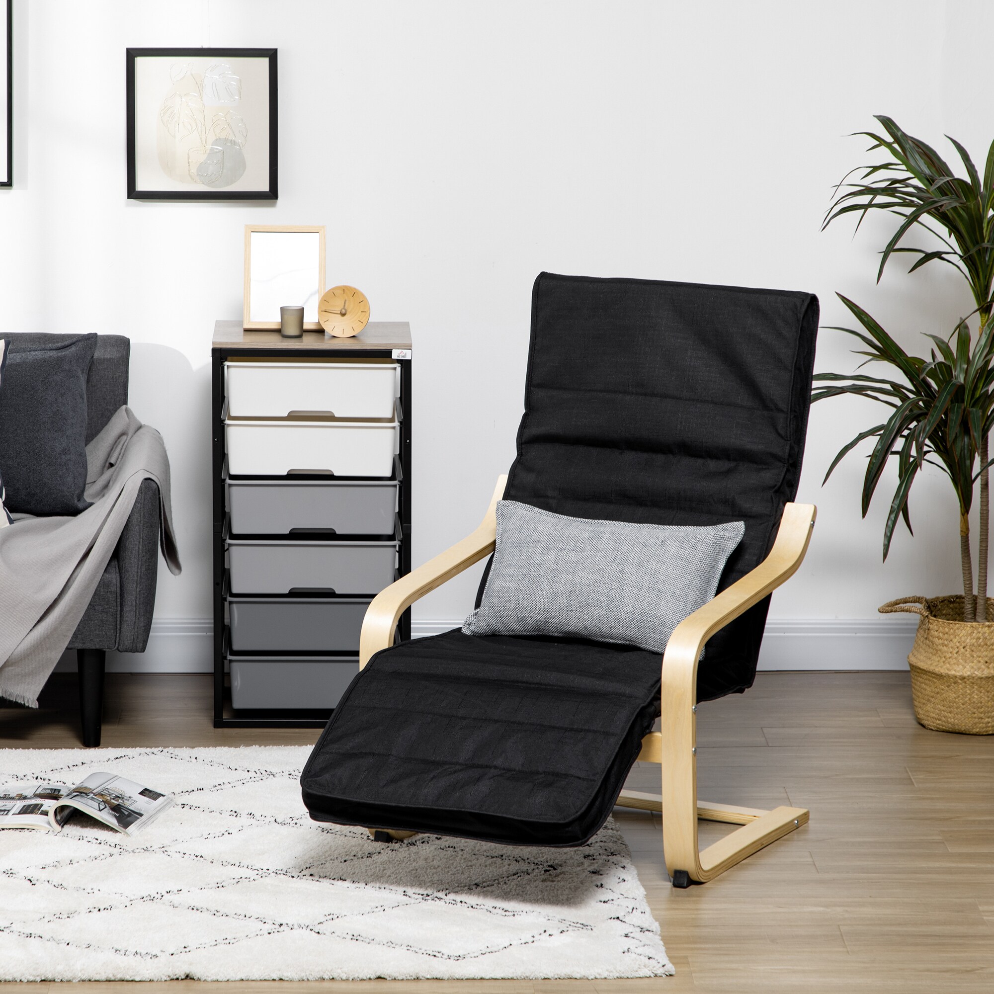 HOMCOM Relaxsessel mit abnehmbarer, angenehm gepolsterter Auflage schwarz 66,5L x 94B x 100H cm