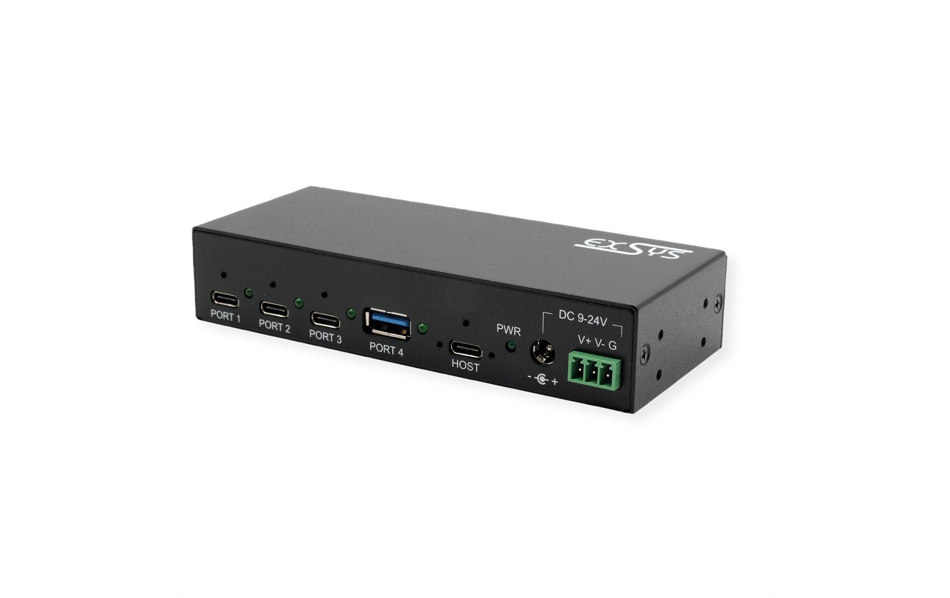 USB-Hub EX-12293HMS<br>4 Port USB 3.2 Gen 2 x 1 Metall HUB mit 3x USB-C- und 1x USB-A