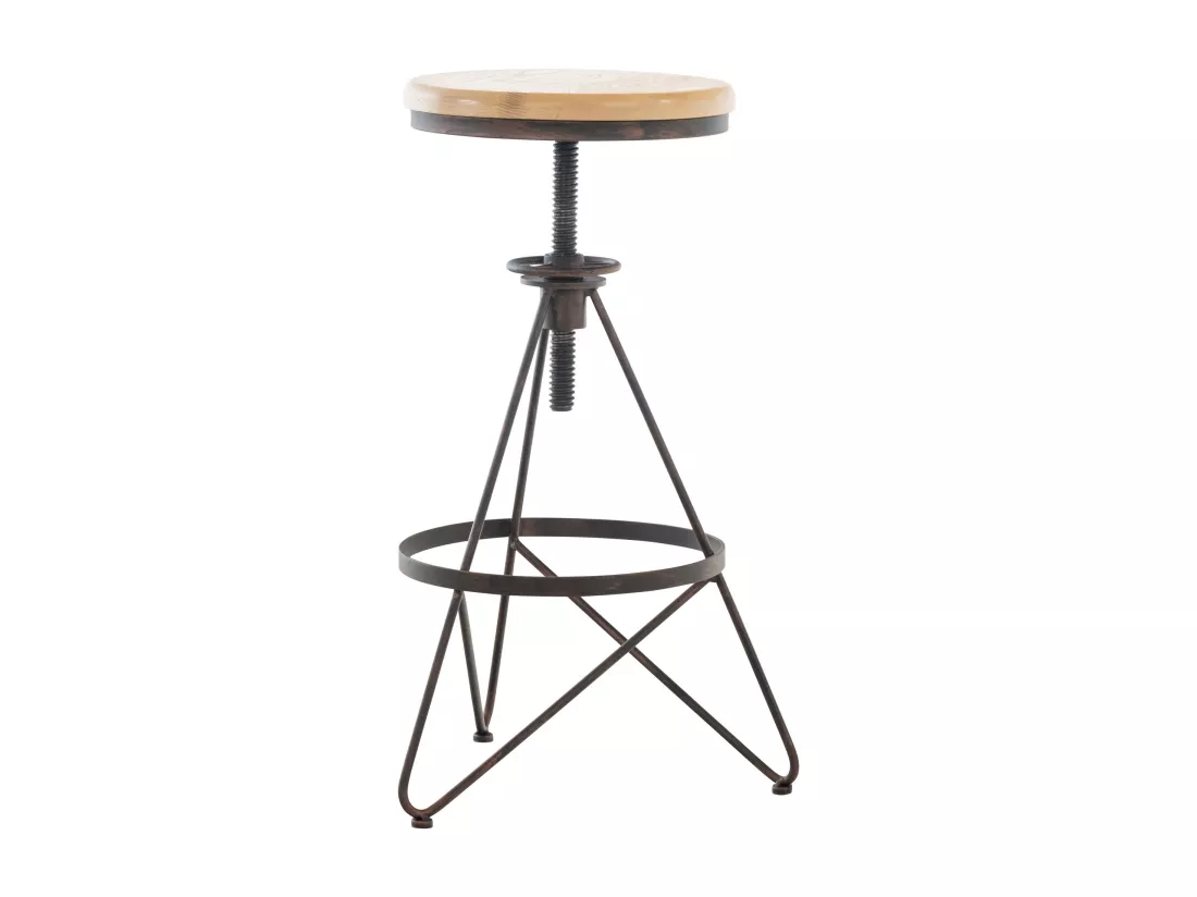 Lot de 2 Tabouret de bar - Métal & Noir - Bronze - Karla