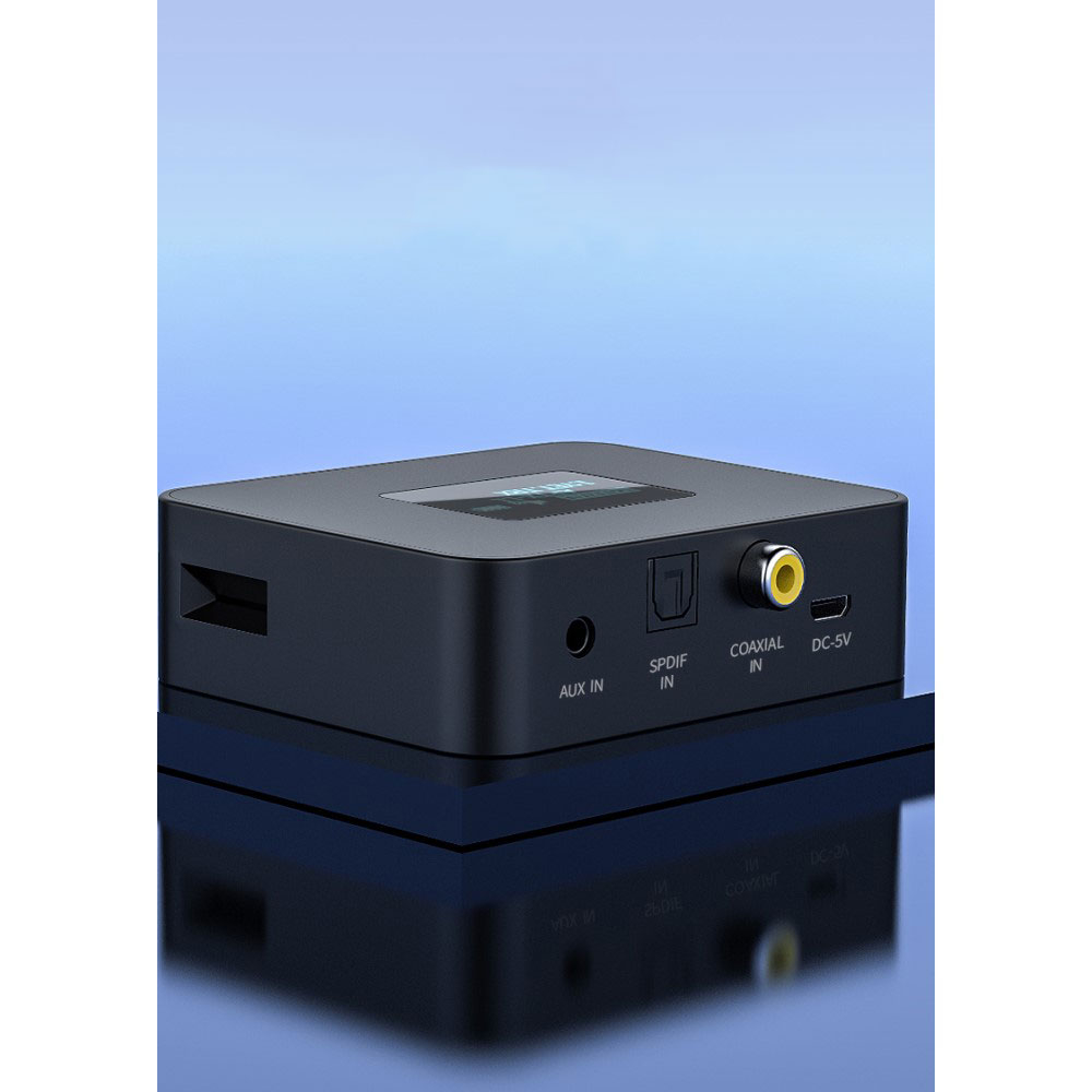 Bluetooth 5.0 AptXLL HD Audio Transmitter mit LCD Display   Optischem SPDIF Toslink / 3.5mm Klinke / Coaxial Anschluss - Schwarz
