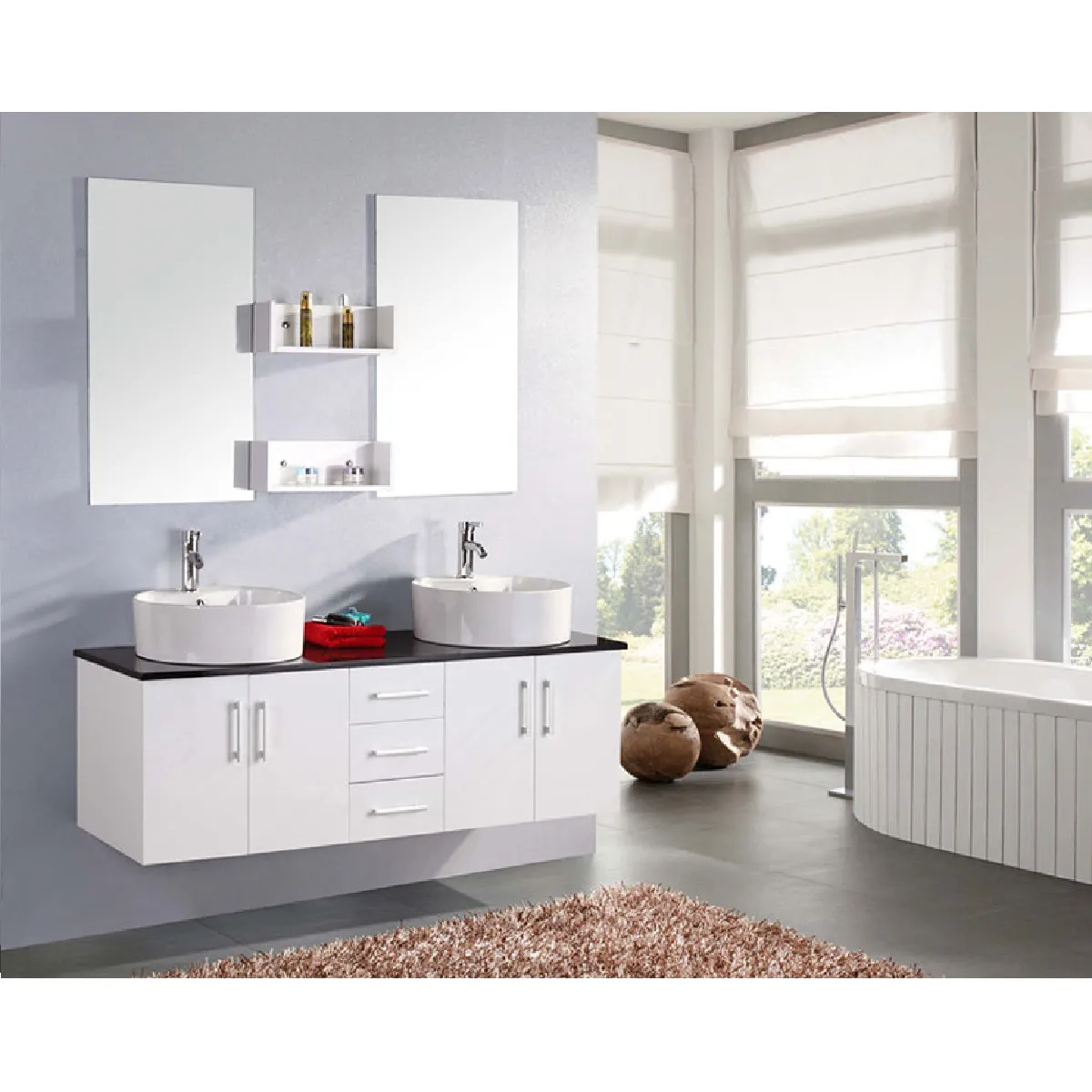 SIMBA Meuble salle de bain double vasque - Modèle LION