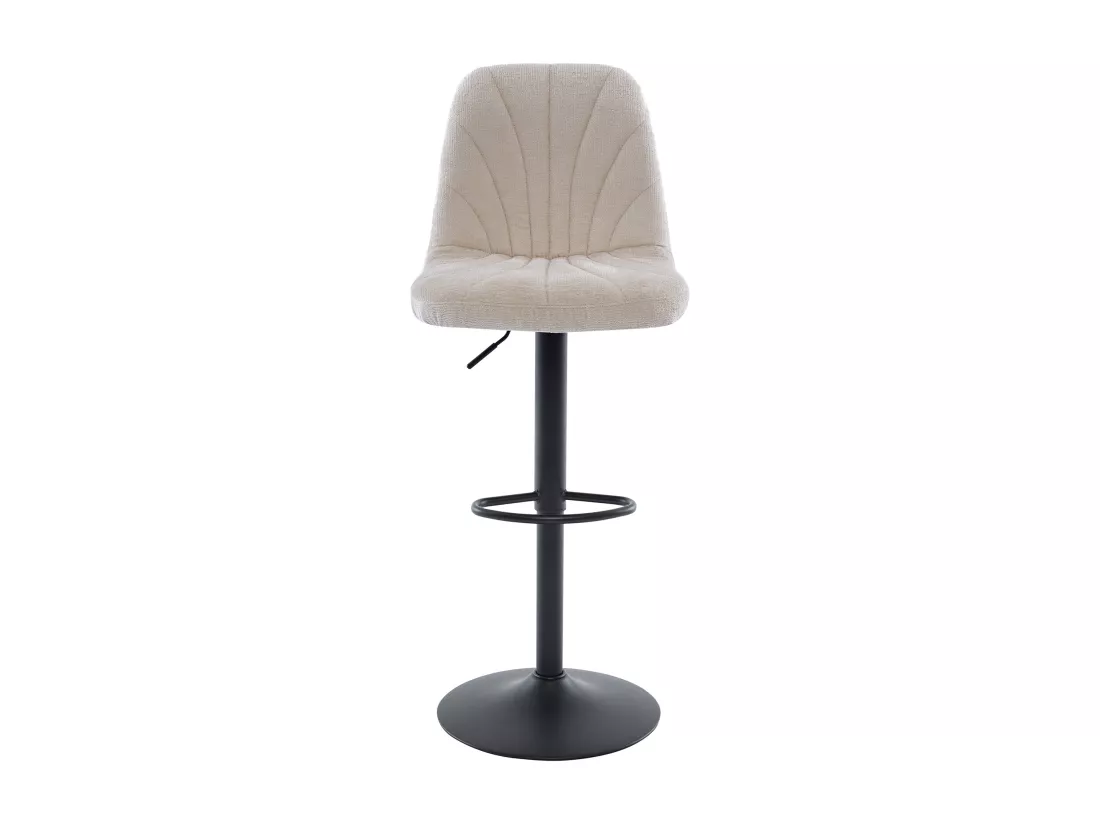 Lot de 2 tabourets de bar en tissu texturé et métal noir - Hauteur réglable - Crème - LASANDRIA