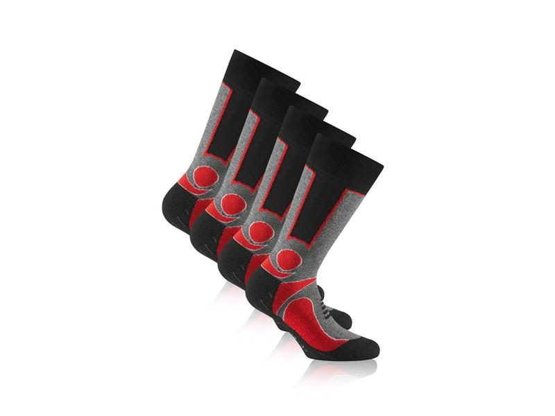 Rohner Socks Socken Trekking Rot/Schwarz 2er-Pack Wandersocken in Grösse 39 - 42