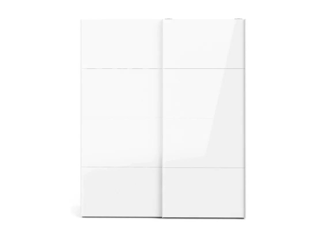 Garde-robe 2 portes London, Meubles de chambre, Penderie de plain-pied, Placard à vêtements, 182x62 h220 cm, Blanc brillant