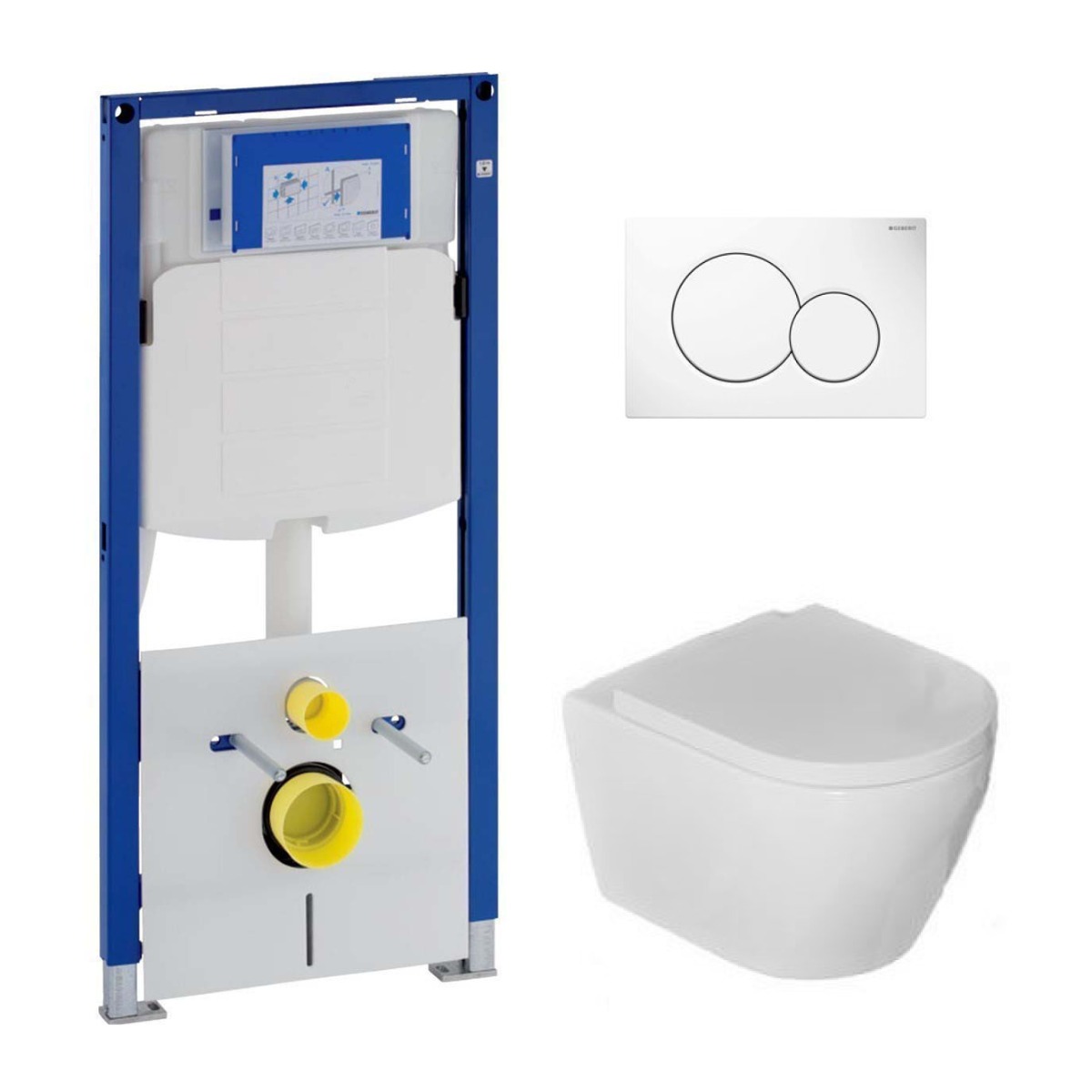 Geberit UP320 toiletset met Saniclear Jama Compact randloos wandcloset incl softclose zitting 48cm diep