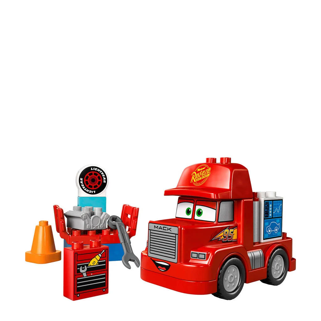 Leuke lego set voor de allerkleinsteDisney en Pixar's Cars Mack bij de race Bouwbaar Auto Speelgoed voor Peuters 10417