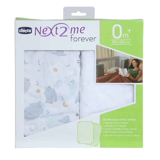 Drap housse Next2Me Forever x2   Grey Sheep        de               Chicco