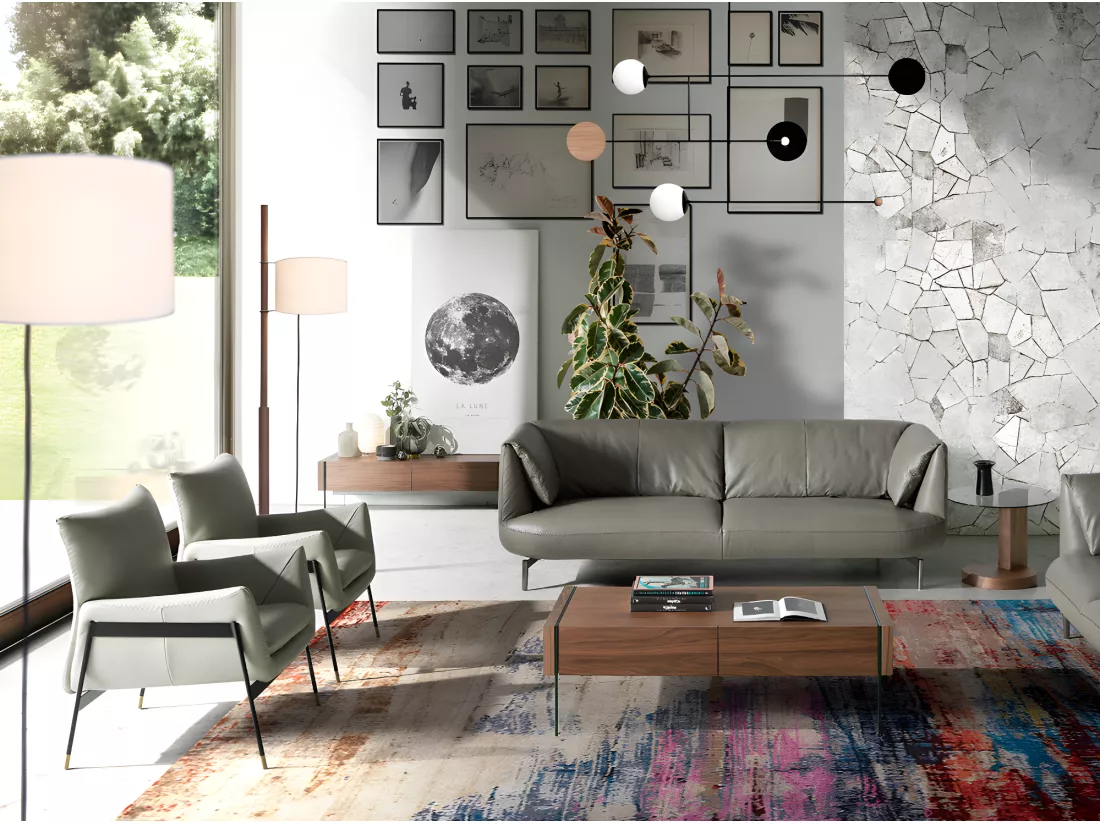 Fauteuil en cuir et pieds en acier noir 5042 ANGEL CERDA