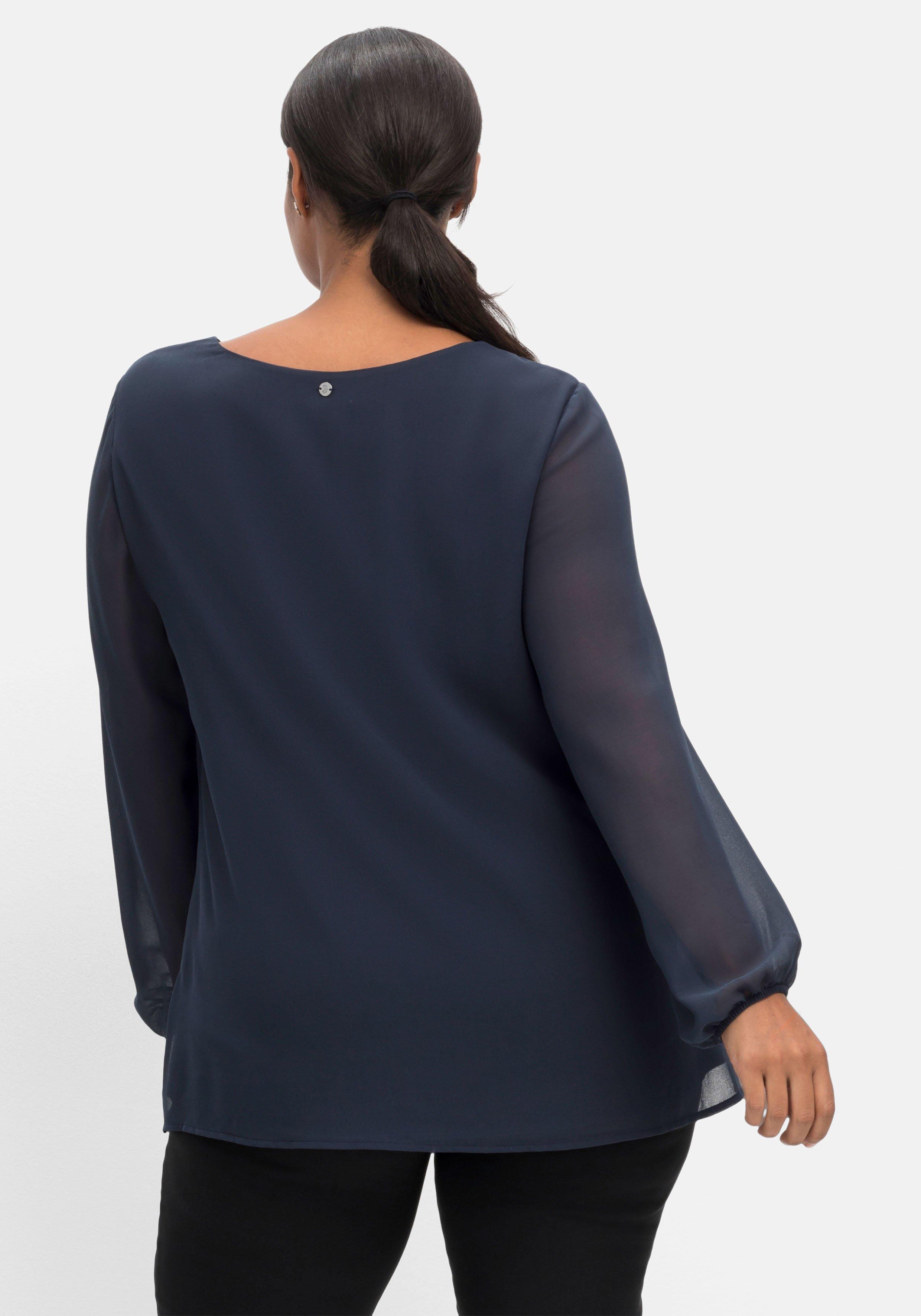 Tunika 2-in-1 Optik, mit Pailletten am Saum, aus Chiffon