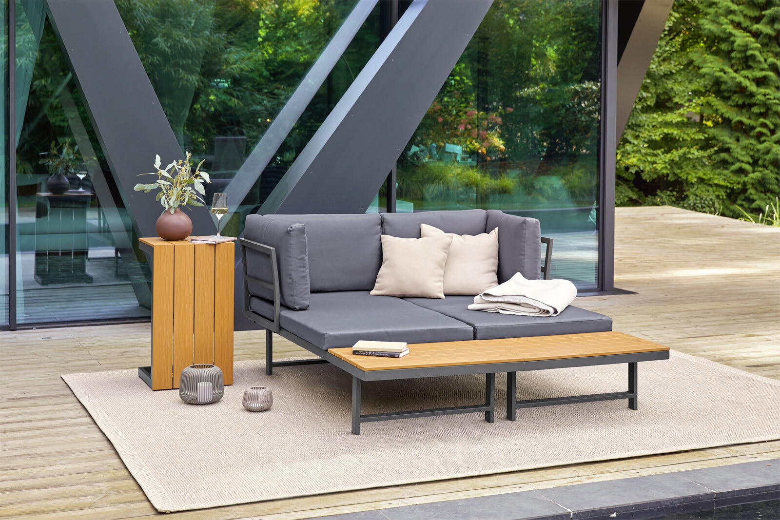 Garden FLAIR Loungemöbel Set BASEL A 3-teilig grau /braun