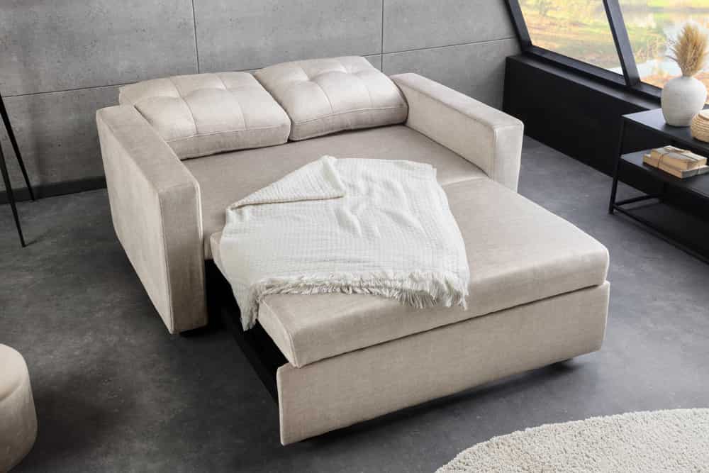 Ausziehbares Schlafsofa SMART 140cm champagner beige Vogue Velours Samt Nosagfederung