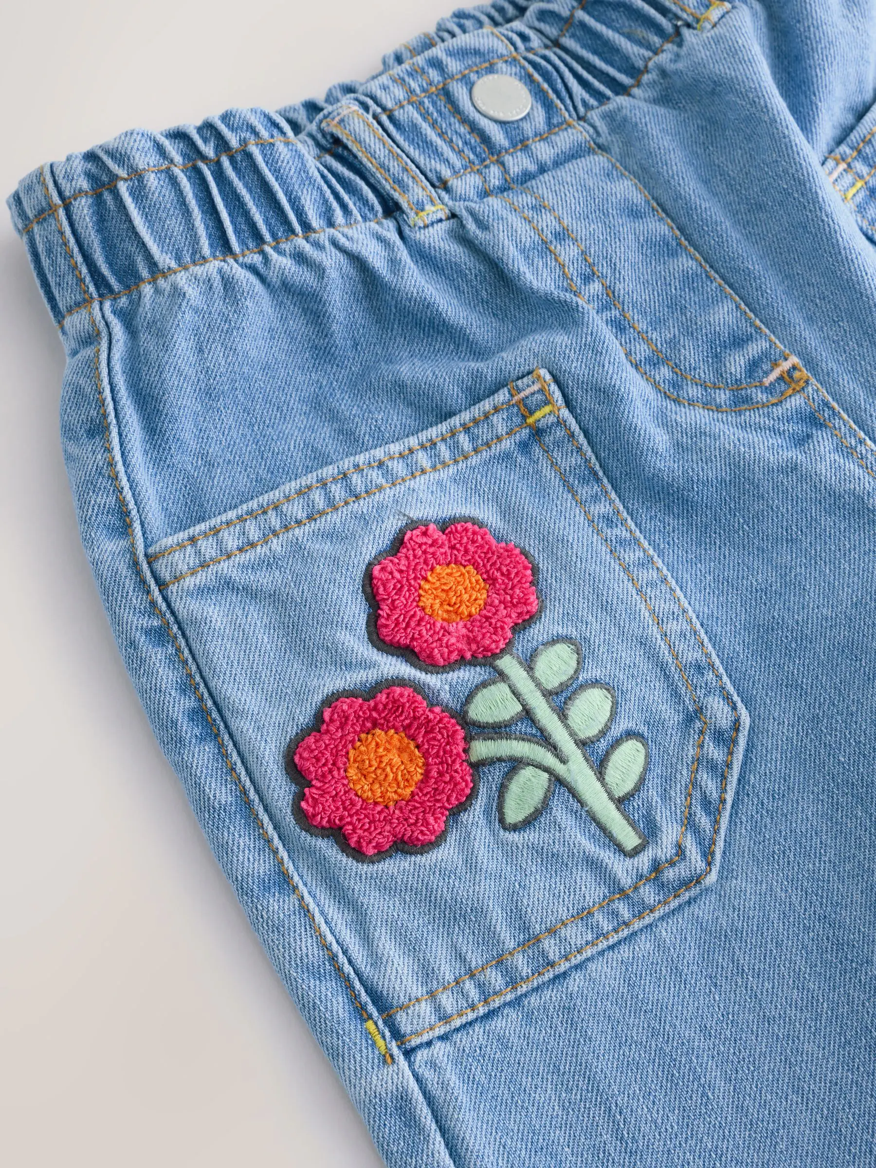 Denim - Bouclé vlinder versierde 100% katoenen jeans (3mnd-7jr)