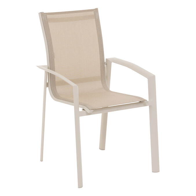 Ensemble table de jardin extensible AXIOME + 10 fauteuils empilables AXANT Lin & Argile